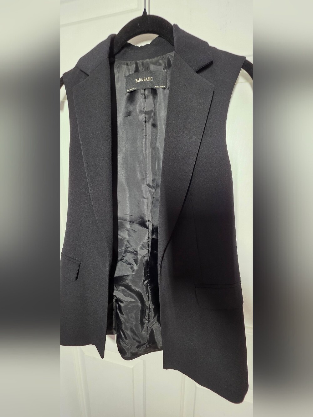 ZARA Sleeveless Blazer Black Vest Open Front